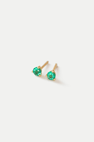 dark green emerald yellow gold studs