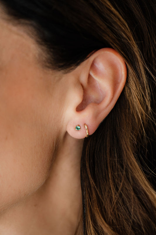 Round Emerald Studs