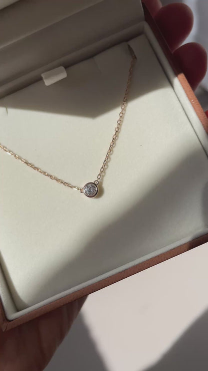 Tube Set Round Diamond Necklace