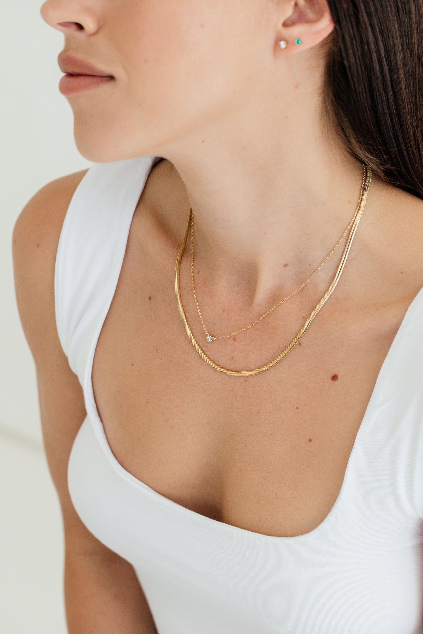 Tube Set Round Diamond Necklace