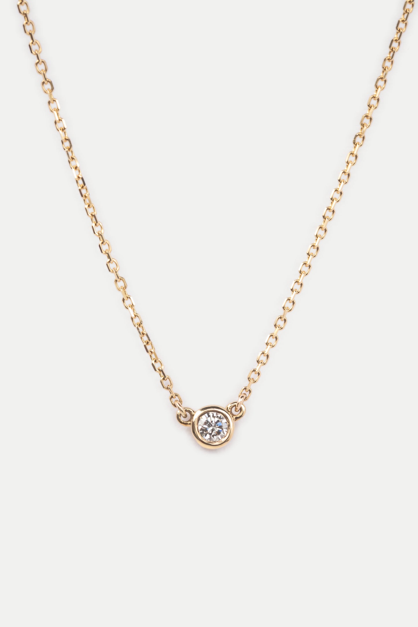 Tube Set Round Diamond Necklace