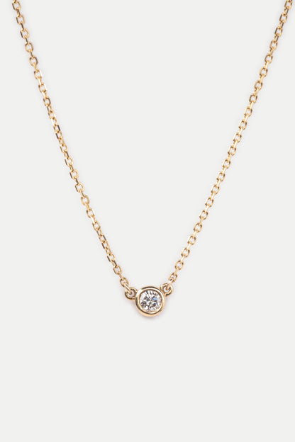 Tube Set Round Diamond Necklace